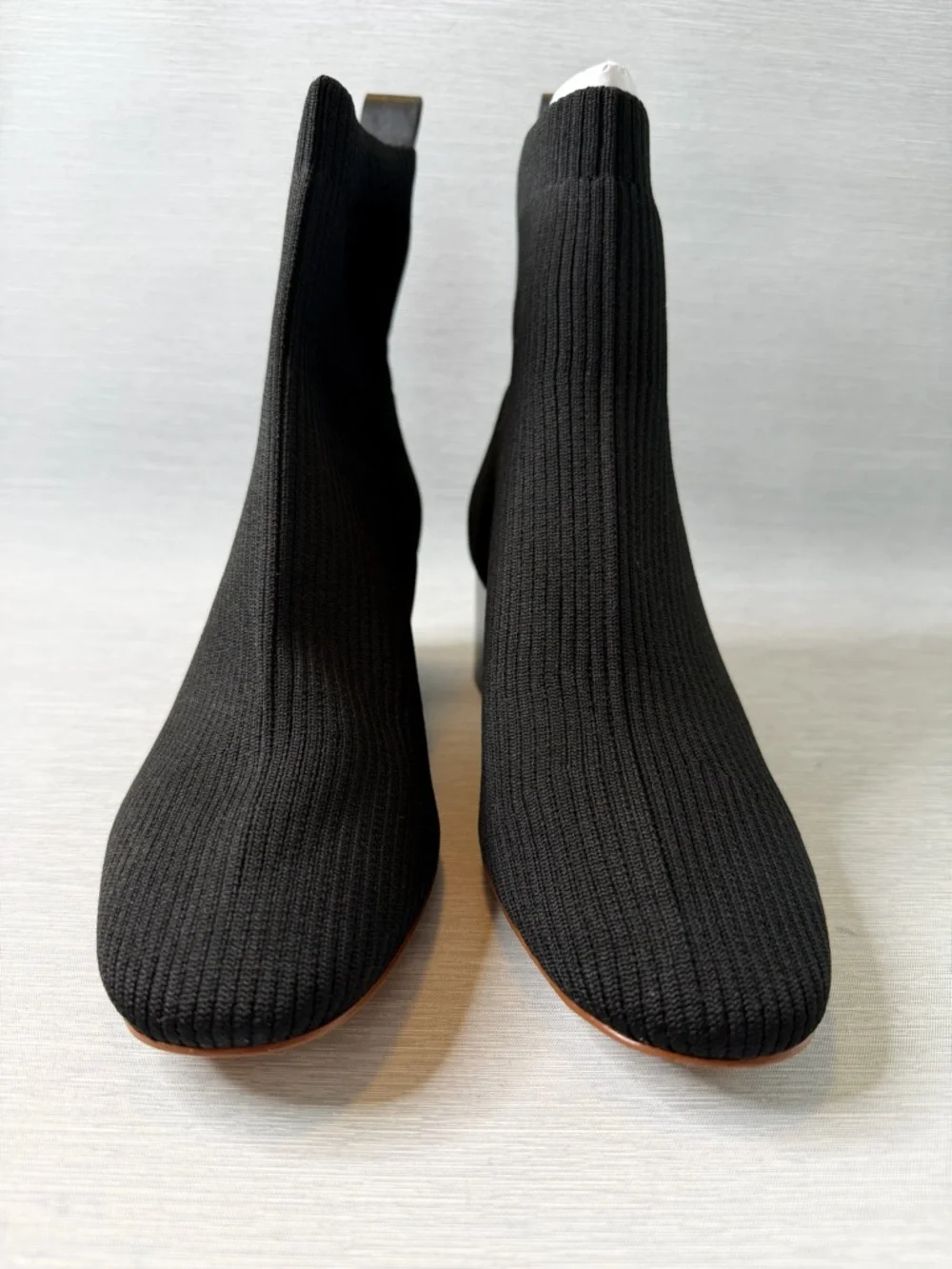 Everlane The Glove Boot Rib Knit Ankle Sock Boots Size 8 Black ReKnit Block Heel